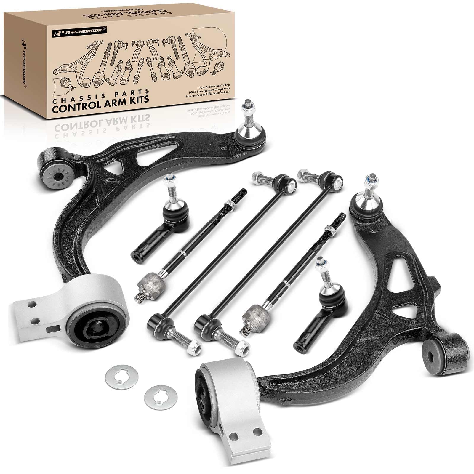 A-Premium 8Pcs Front Suepnsion Kit, Front Lower Control Arm, Sway Bar Link | Inner Outer Tie Rod End, Compatible with Ford Explorer 2011-2017, Police