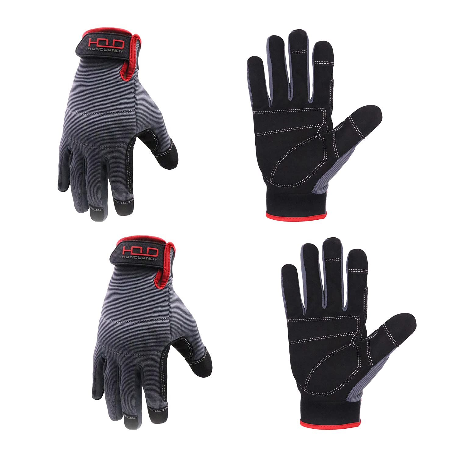 HANDLANDY Work Gloves for Men &amp; Women, Utility Mechanic Working Gloves Touch Screen, Flexible Gardening Gloves for Yard