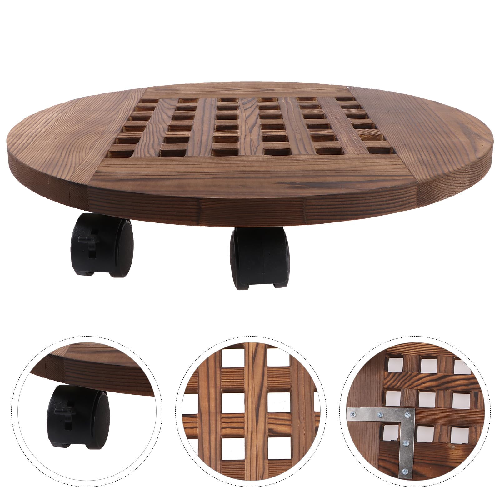 Uonlytech Vassoio Rotondo in Legno per Vaso e Fiori, Robusto e Decorativo