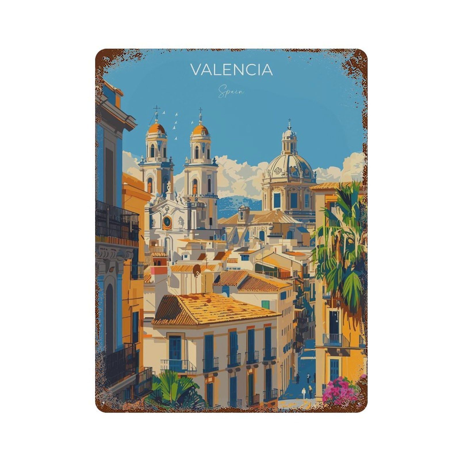 xiaoxiaoshen Valencia Travel of Spain Lovers Gift Wall Decor Art Metal Tin Poster Modern Home Decor Art Home Bar Shop Decorations Vintage Sign 40x30cm