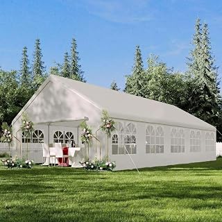 20x33 ft Heavy Duty Party Tent - Outdoor Wedding & Event Canopy with Removable Sidewalls & Waterproof Roof, White Commercial Shelter for Backyard, Reception, Festival