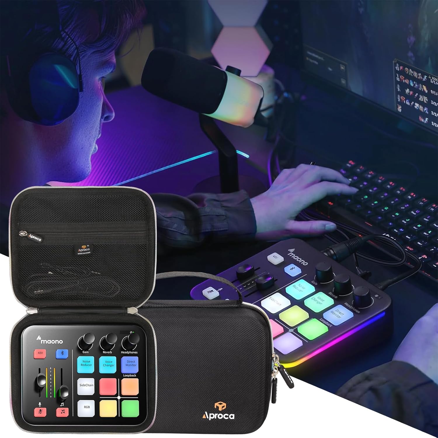 Aproca Case Compatible with MAONO Gaming Audio Mixer Audio Interface, Portable Storage Bag for Accessories (Case Only) - Image 4