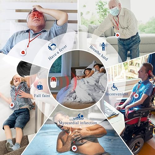 Miniatura 3 de Sistema de alerta inalámbrico, sirena estroboscópica, alarma de enfermera, llamada con 1 localizador de alerta, 2 botones de llamada SOS para