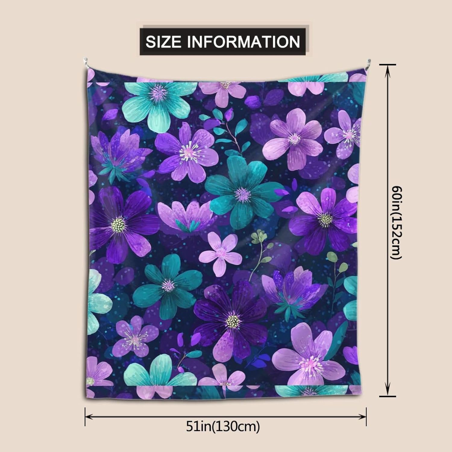 WEIHAKO Tapestry Wide Wall Hanging Tapestry Lightweight Wall Blanket Purple Camellia Tapestry Vintage Mural Wall Art Home Decor Aesthetic Tapestries for Bedroom Dorm Living Room 60x51 Inch image 2