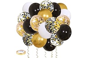 Zesliwy Black Gold Confetti Balloons- Classy Party Vibe