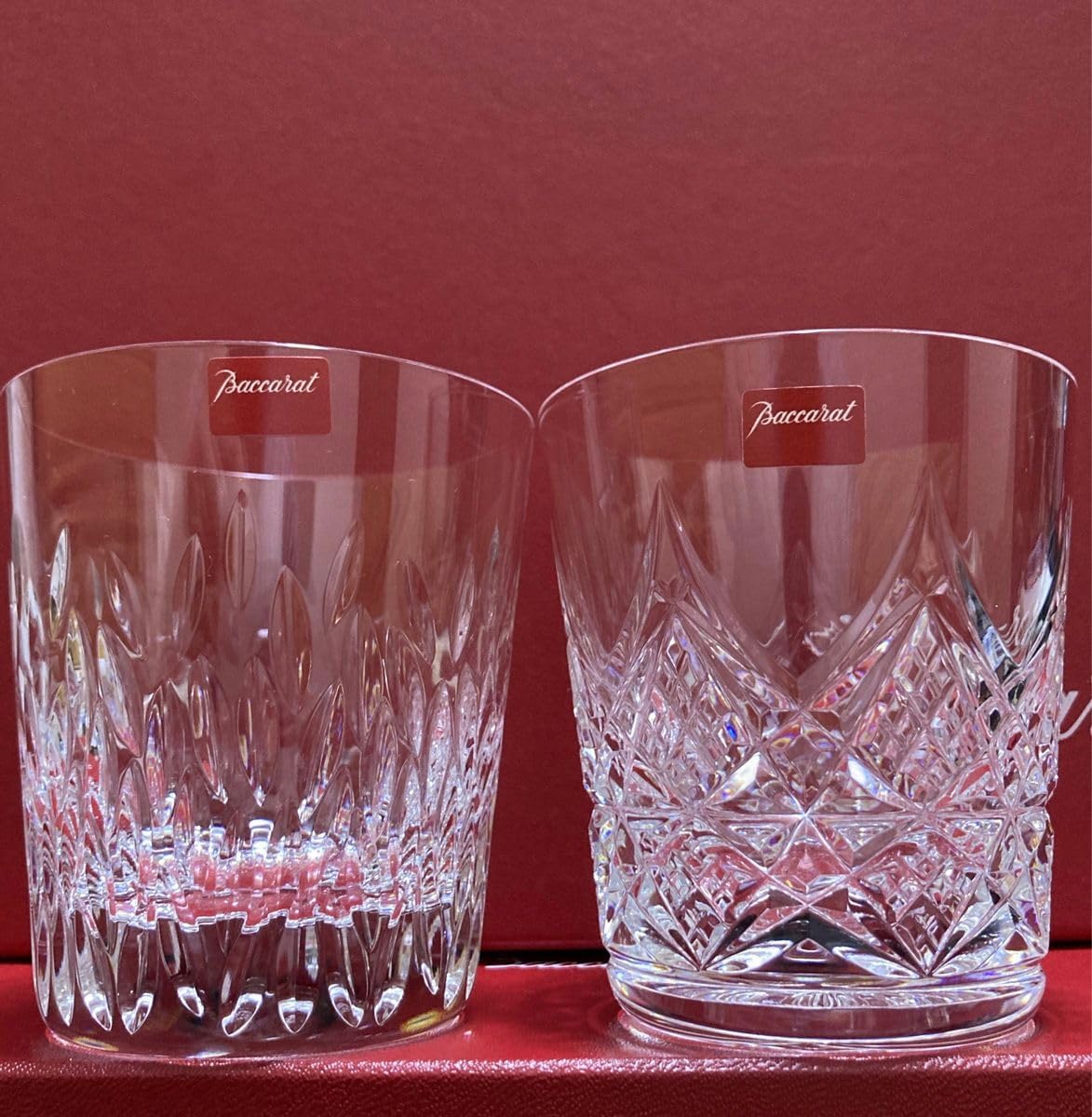 Baccarat Crystal Colbert and Bali Rock Glass Pair with Box