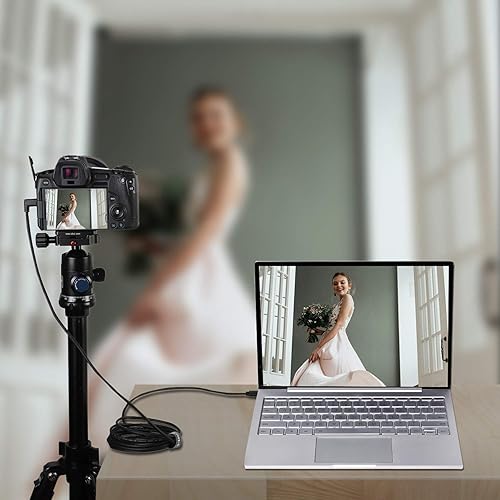 Miniatura 5 de Cable USB 3.0 A a USB C en ángulo recto, cable de transferencia de datos de carga tipo C de 10 pies y 90 grados para Sony Alpha 1 A7R IV A7III