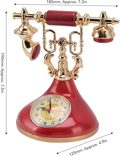 Miniatura 6 de Diydeg YF020-3 - Reloj de teléfono retro, reloj despertador vintage con números grandes, hora precisa, funciona con pilas, antiguo diseño de