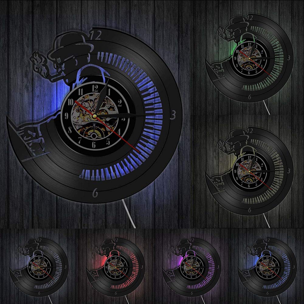 Orologio da parete con disco in vinile per pianista Orchestra sinfonica classica Sala da musica Studio Pianista Wall Art Musicista Insegnante di musica Regalo Dia 30cm 7 colori Orologio da parete in