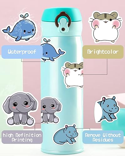 Miniatura 3 de 100 calcomanías de animales lindos para niños Adhesivo de vinilo impermeable bolsa de calcomanías estéticas para laptops botellas de agua