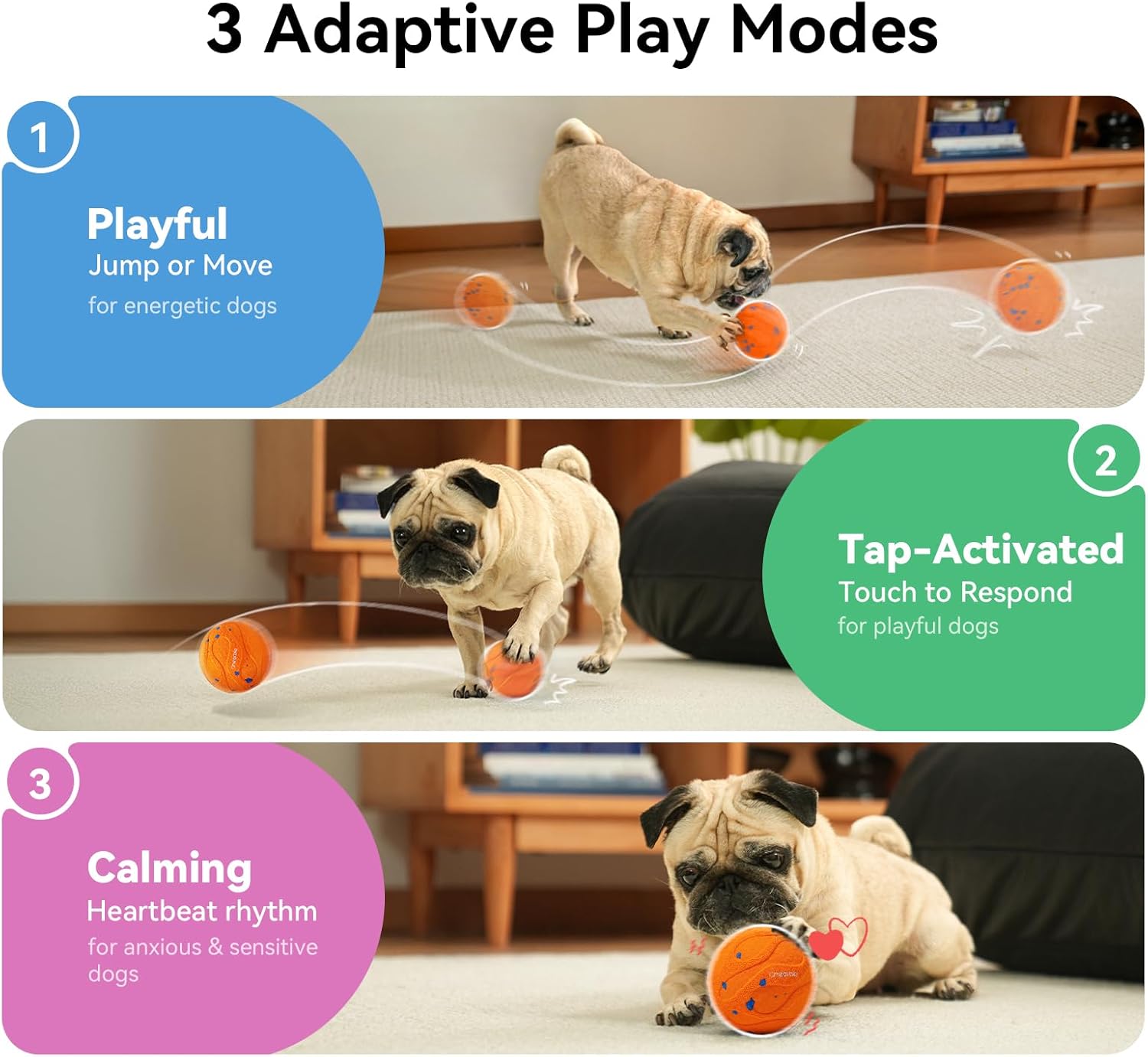 cheerble smart interactive dog toy, wicked ball air neo, heartbeat puppy toy automatic moving, bouncing, and rotating, etpu material, ipx7 waterproof rating, active rolling ball for medium & large dog orange