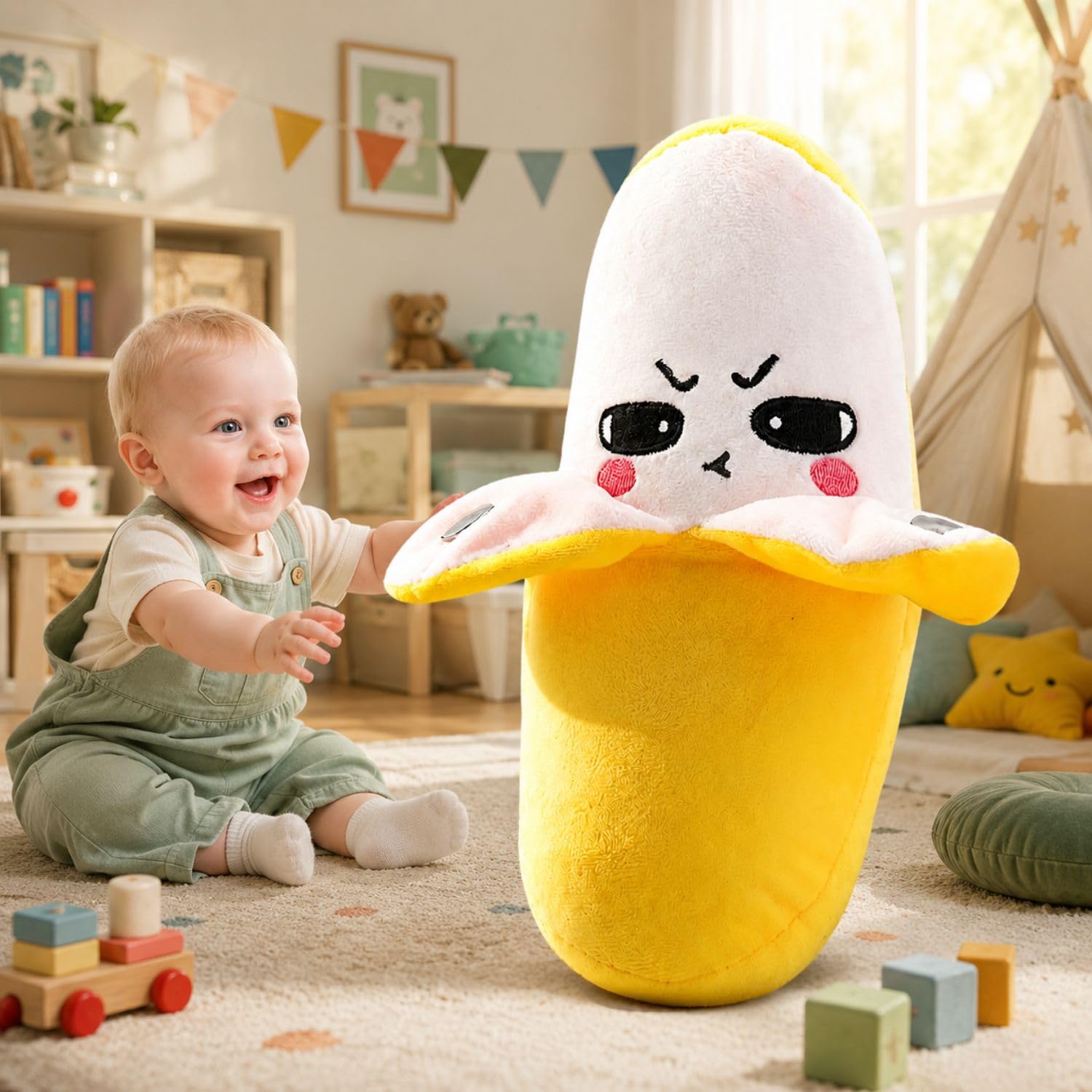 Interactive Banana, Stuffed Animal Music Piano Toy, Banana Plush, Interactive Figure With Touch Sensor, Music Beat Piano Plush Toy Fruit Electric Induction Doll, Soft Ornament Accessory Decor