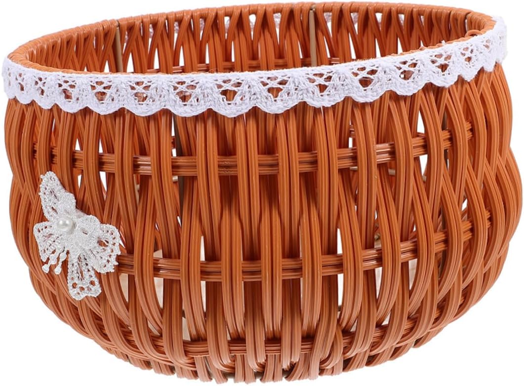 Veemoon Large Khaki Rattan Flower Basket Handwoven Wicker Plant Pot for Indoor and Outdoor Use, Round Woven Planter Basket Suitable for Succulents and Green Plants Storage