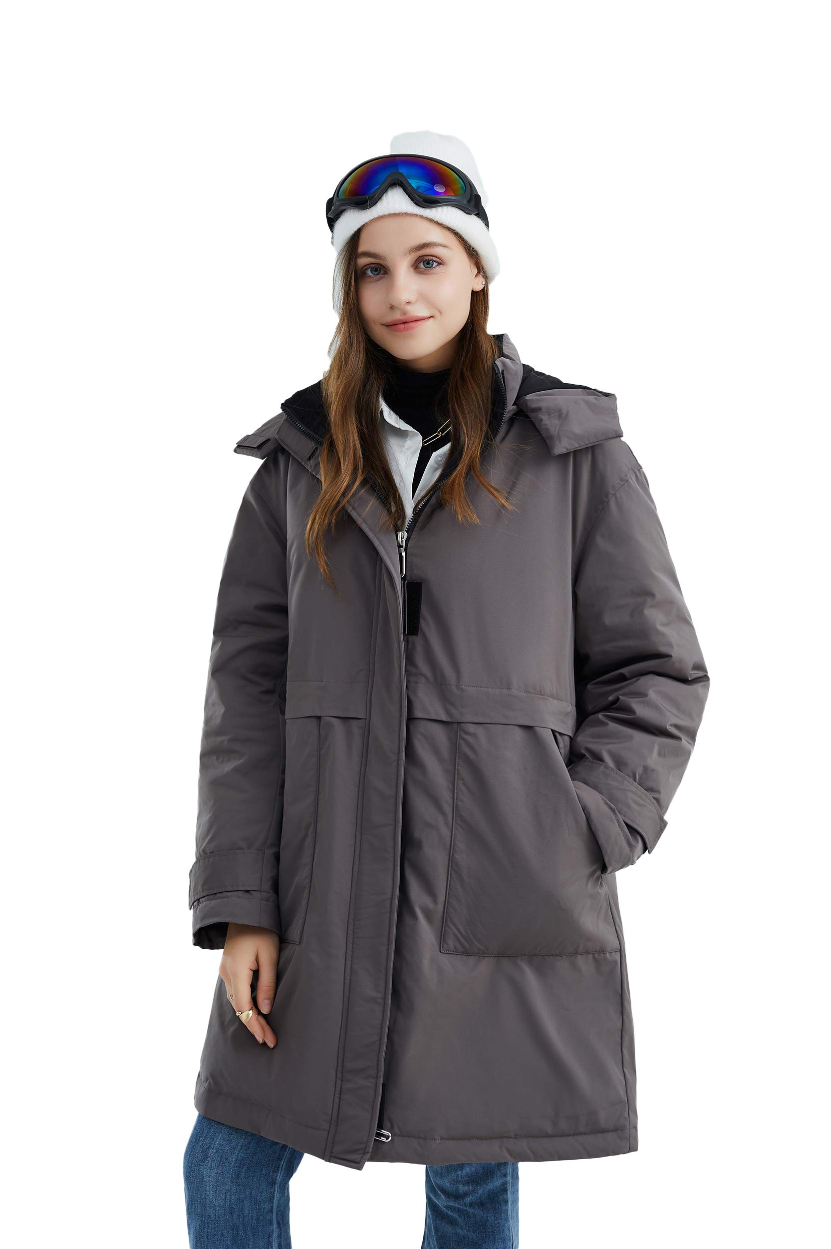 Luzern Goose Women's Down Jacket Warm Winter Coat, Modern Water Resistant Parka for Ski