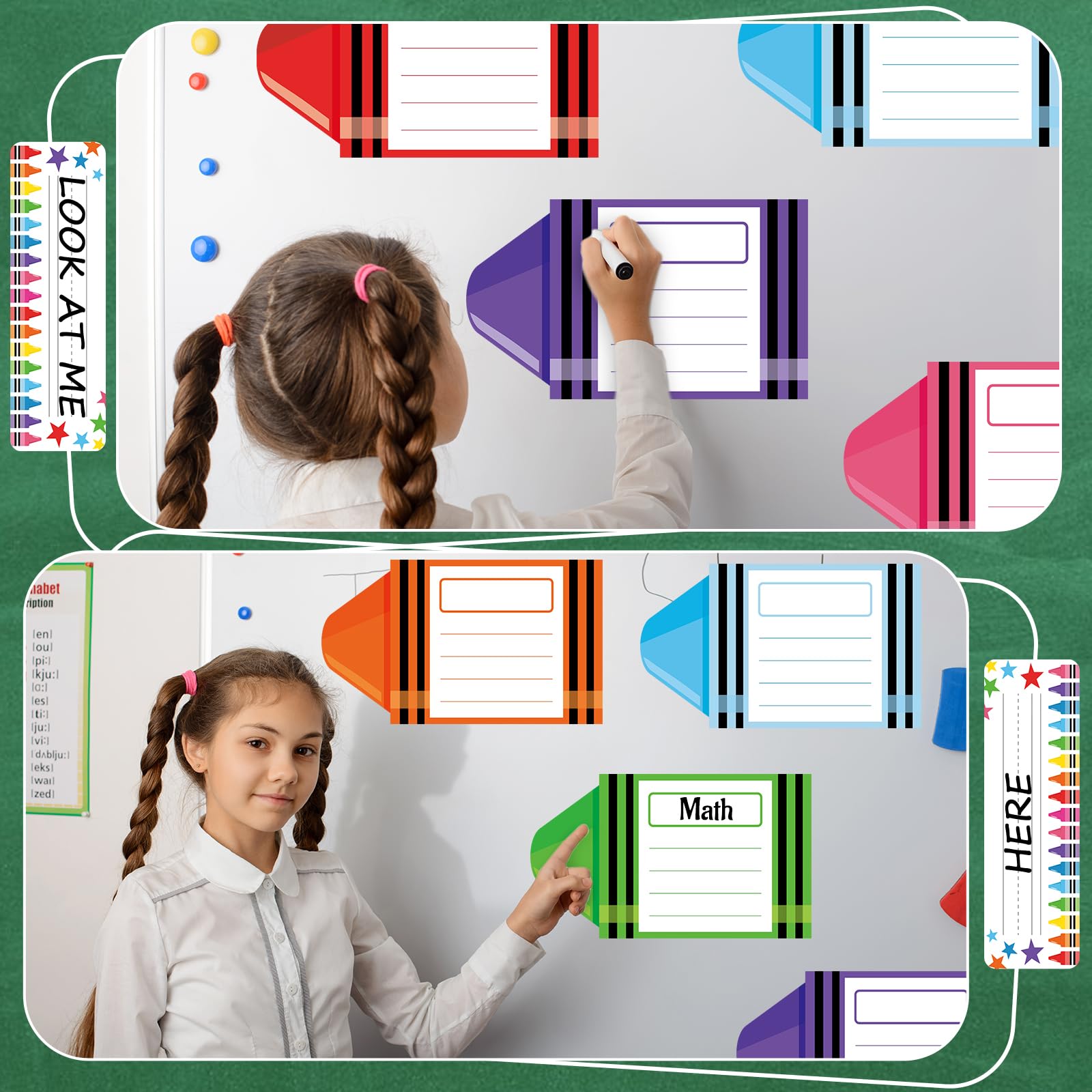 JarThenaAMCS Magnetische Organisationstabelle für Wachsmalstifte, trocken abwischbare Ziele, Lernetiketten, Magnete für Zuhause, Klassenzimmer, Whiteboard, Ziele, Zubehör, 10 Stück