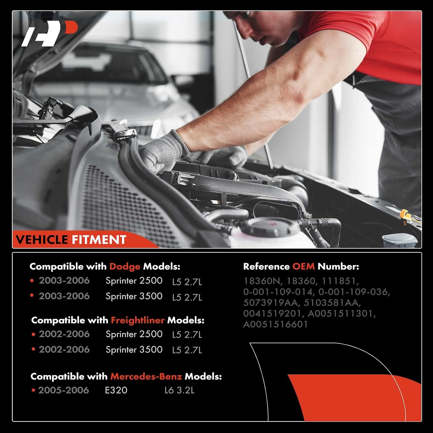 A-Premium Starter Motor Compatible with Dodge Sprinter 2500/3500 03-06 2.7L & Freightliner Sprinter 2500/3500 02-06 2.7L & Mercedes-Benz E320 05-06 3.2L, 12V 2.2KW 10 Teeth Clockwise