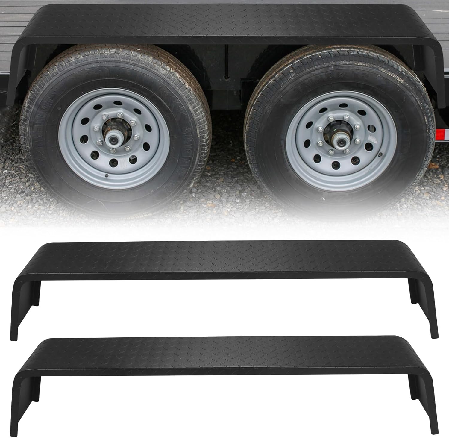 CHEINAUTO Heavy Duty Steel Diamond Plate Tandem Axle