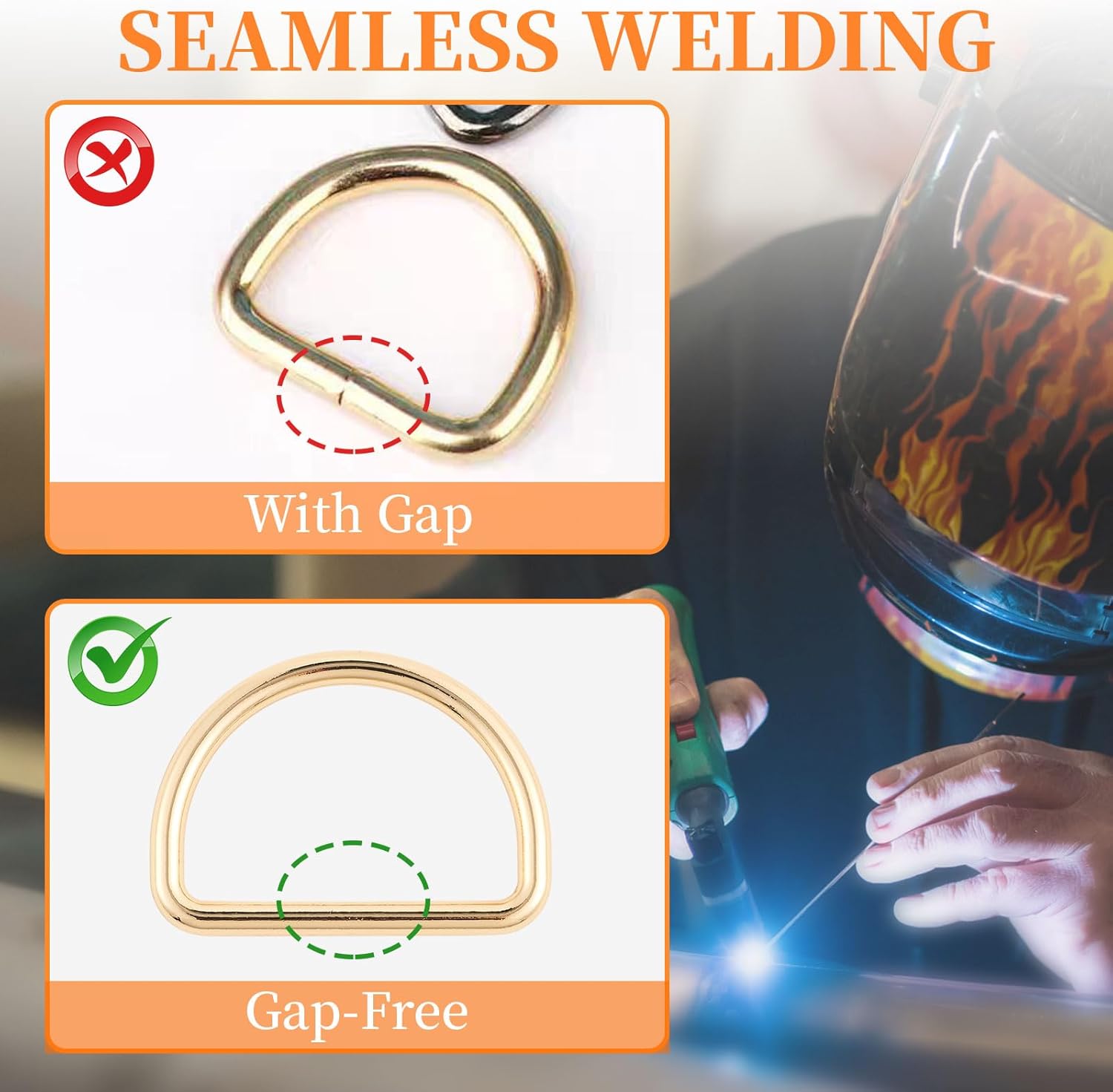Metal D Ring,Heavy Duty Welded Solid D Rings for sewing,Purse Making Supplies,Backpacks,Webbing Straps - Image 3