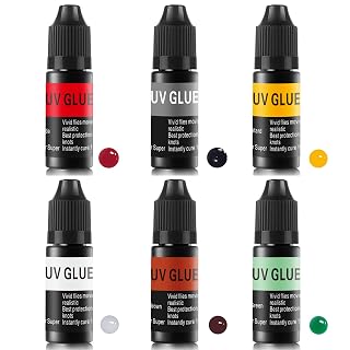 Riverruns 6 Colored Super UV Glue Combo Set Revolutionary Fly Tying for Building Flies Flies Heads Bodies and Wings Tack 10ml Each Color Unit