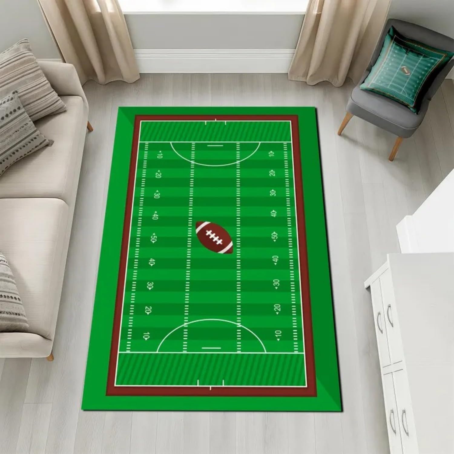 Ballon de rugby tapis antidérapant à poils courts lavable pour sols modernes