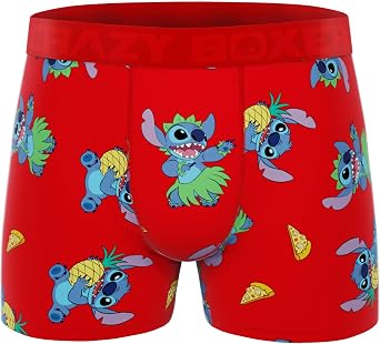 CRAZYBOXER Mens Underwear Disney Tropical Stitch Non-slip waistband Soft Boxer Brief Distortion-free