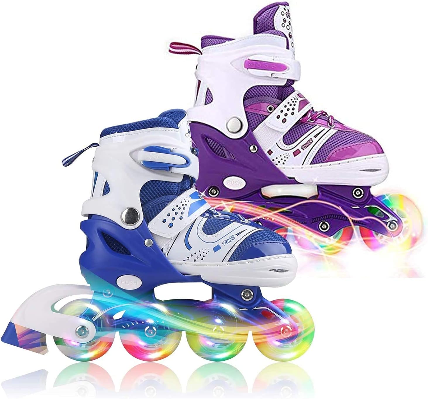 JIFAR Youth Children’s Inline Skates for Kids, Adjustable Inline Skates with Light Up Wheels for Girls Boys, Indoor&Outdoor Ice Skating Equipment Small Size(12J-2 US),Blue : Sports & Outdoors