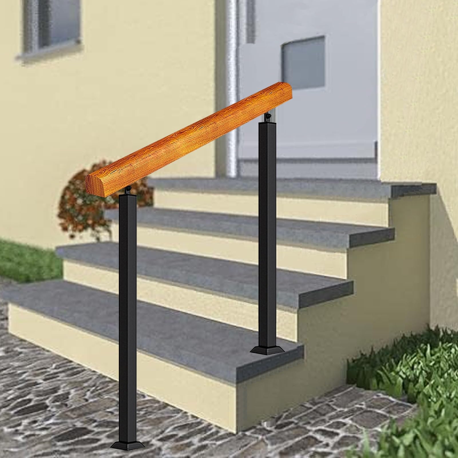 Cartel de madera para escalones – Pancarta duradera para interiores y exteriores para 3 – 4 escalones, escalera montada en el suelo para terraza y jardín – Transición segura il Solution