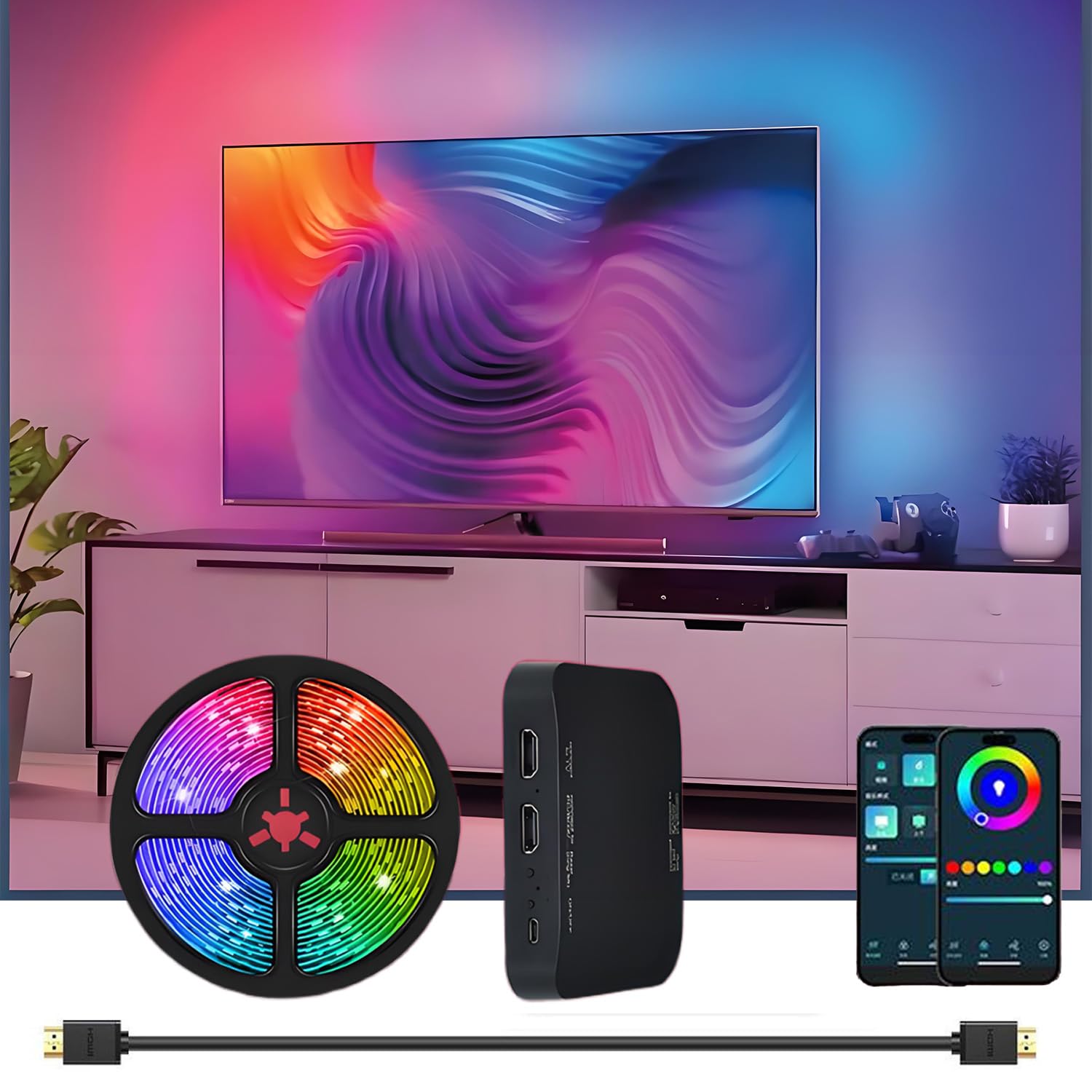 Amazon.co.jp: スマートTV同期RGBIC LEDストリップライト、HDMI 2.0