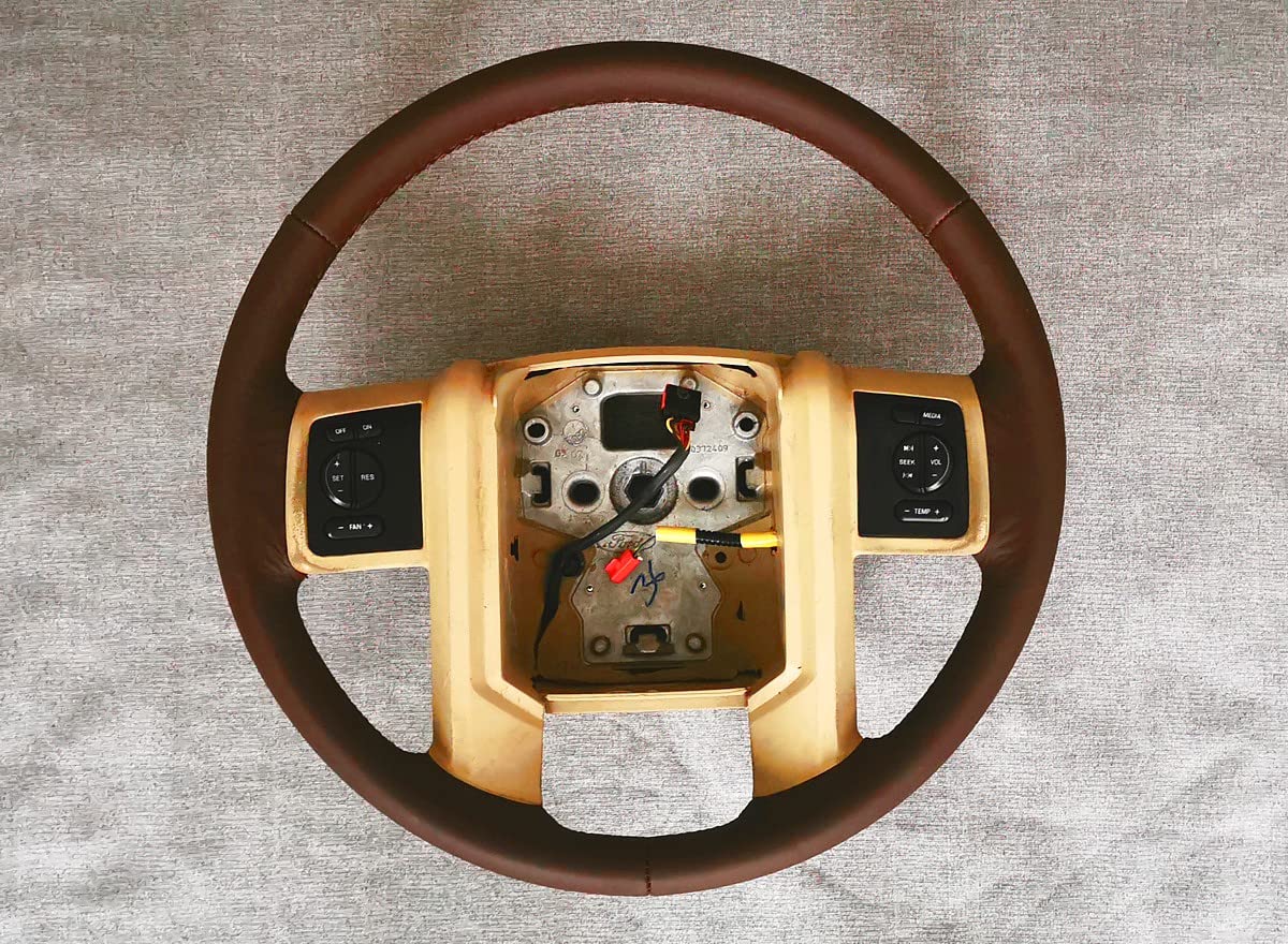 Custom Fit Leather Steering Wheel Cover For Ford F-250/F-350 (2008-2016) & Expedition (2007-2014) - Hand Stitched
