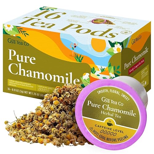 Gya Tea Co Pure Chamomile Herbal Tea K Cups para Keurig Té suave sin cafeína K Cups Comienza el día con cápsulas de té para Keurig Las mejores
