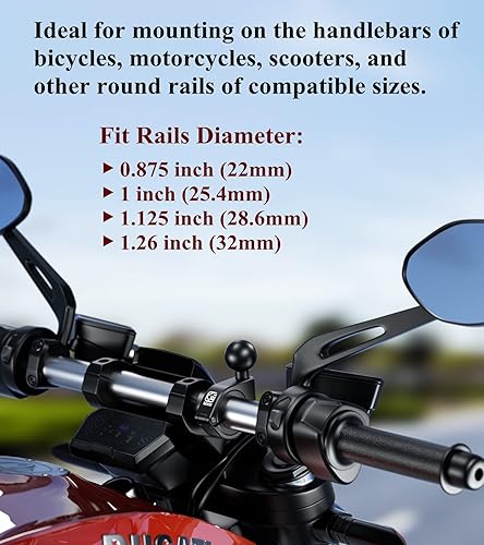 Miniatura 8 de BRCOVAN Base de montaje de abrazadera de manillar de aleación de aluminio con bola de TPU de 1 pulgada compatible con soportes RAM Tamaño B Brazo de