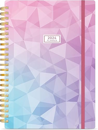 2024 Academic Planner Weekly & Monthly Daily Agenda Book, 2024 To Do List Notebook with Monthly Tabs, Inner Pocket, Spiral Bound, Elastic Closure,