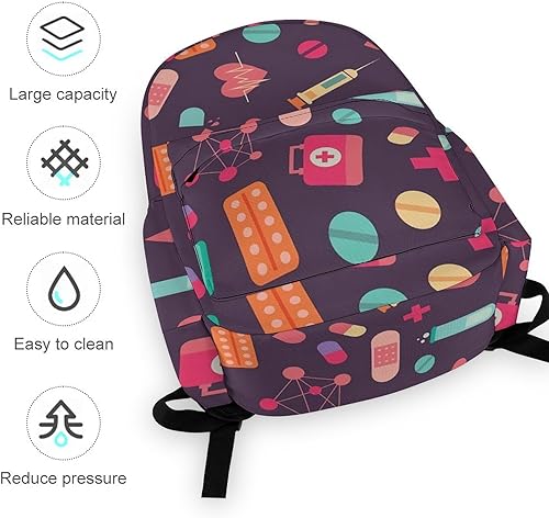 Miniatura 6 de Mochila de viaje de enfermería médica ligera de 16.5 pulgadas para computadora portátil, mochila casual para hombres y mujeres