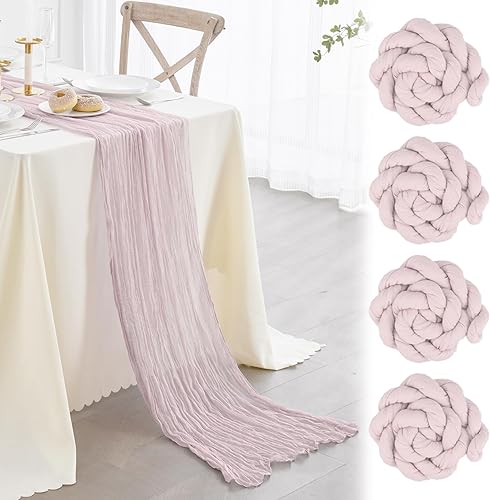 Miniatura 7 de Niallant Camino de mesa de tela de queso, 35 x 160 pulgadas, verde salvia, camino de mesa bohemio para banquetes especiales, bodas y fiestas