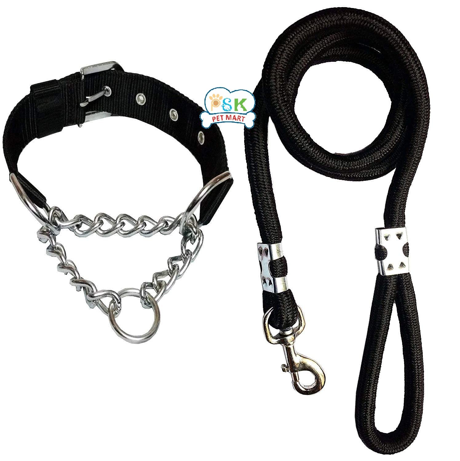 PSK PET MART Dog Belt Combo of Choke Collar with Rope 1 inch Lengthy Dog Collar & Leash for Large Dogs (Black) (B0BDMJQY77) Amazon Price History, Amazon Price Tracker