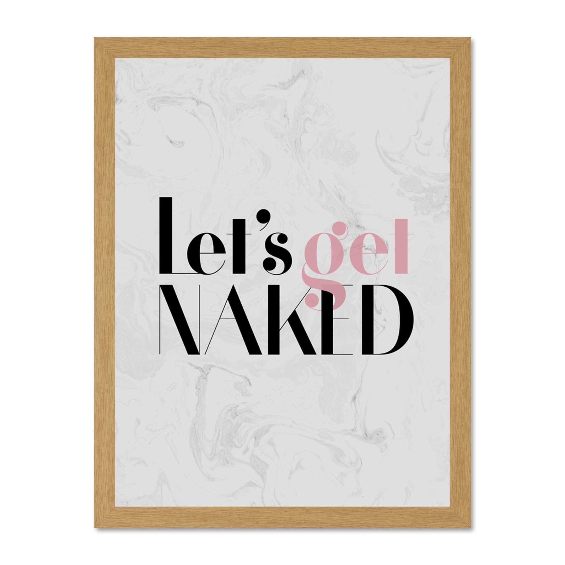 Wee Blue Coo Dusty Rose Lets Get Naked Large Framed Art Print Poster Wall Decor 18x24 inch