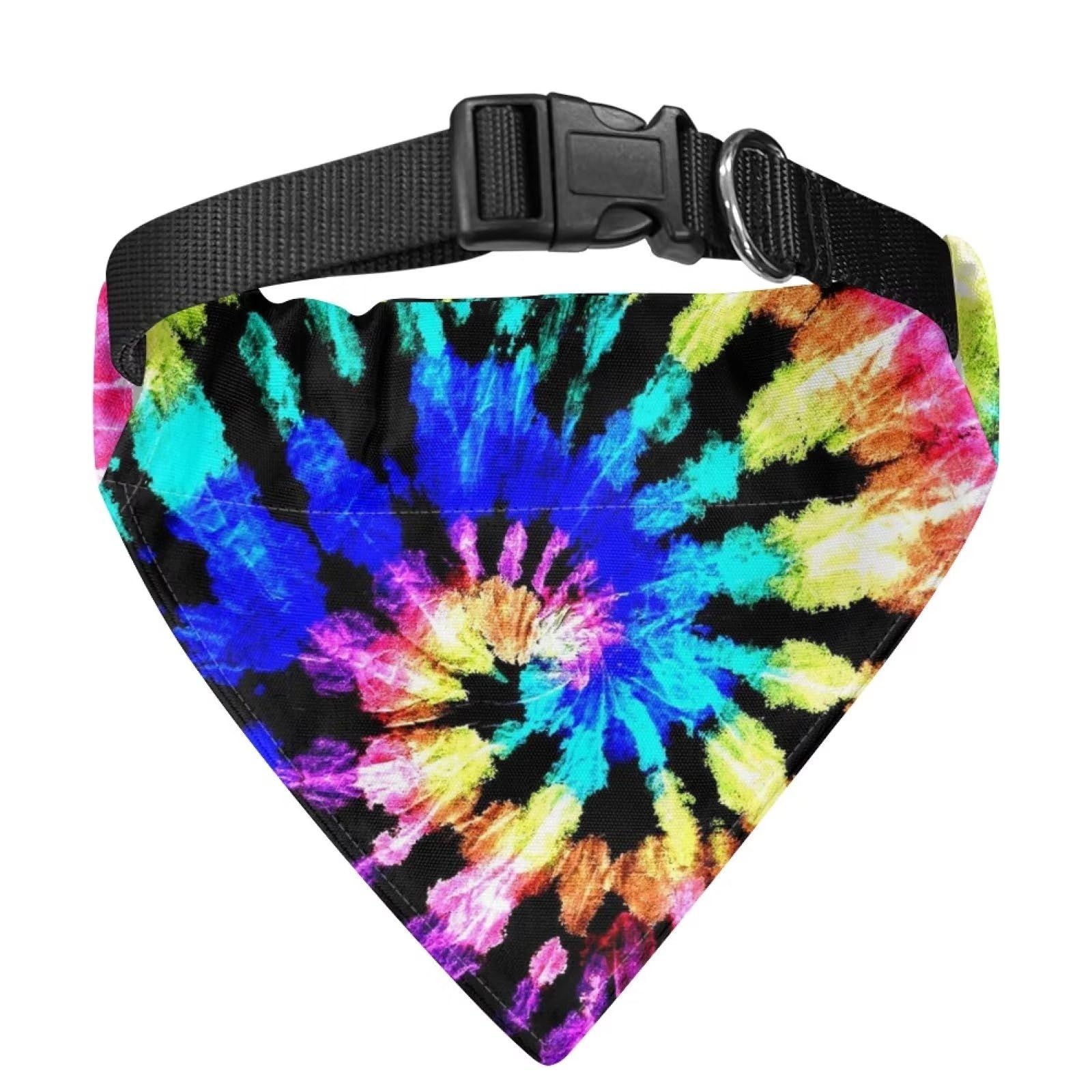 COEQINE Pañuelo para perro Big Brother, teñido anudado, patrón de arco iris, bandana reversible para perro, bufanda triangular lavable para perros pequeños, medianos y grandes, gatos, talla L