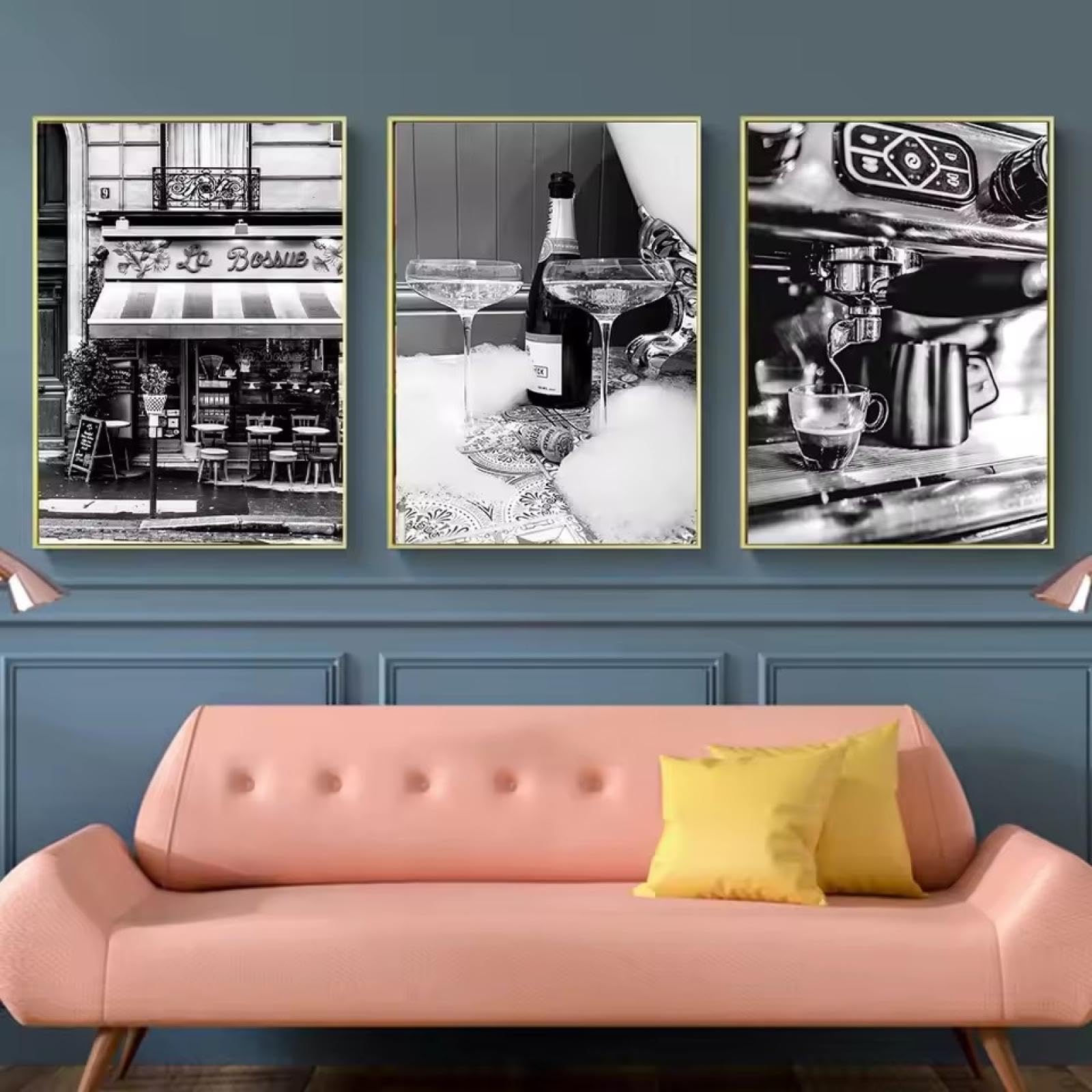 Toile canvas noir et blanc art moderne triptyque de luxe