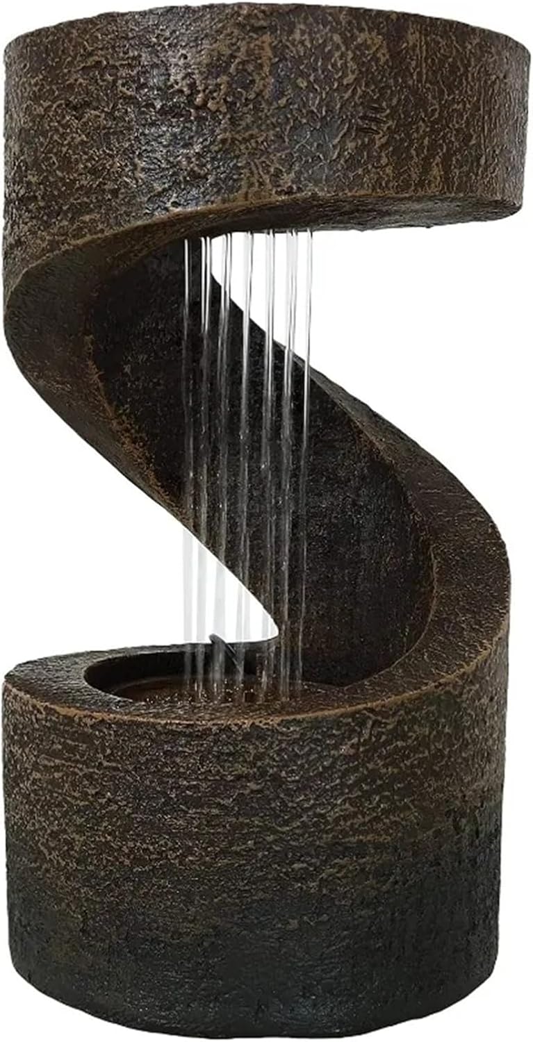 Winding Showers 13-Inch Indoor Tabletop Water Fountain LED Light Electric Submersible Pump with Adjustable Flow