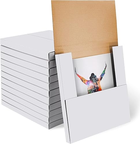 50 paquetes de cajas de envío para discos de vinilo: 31,8 cm x 31,8 cm x 2,5 cm, cajas de correo de cartón para LP de vinilo blancas, cajas