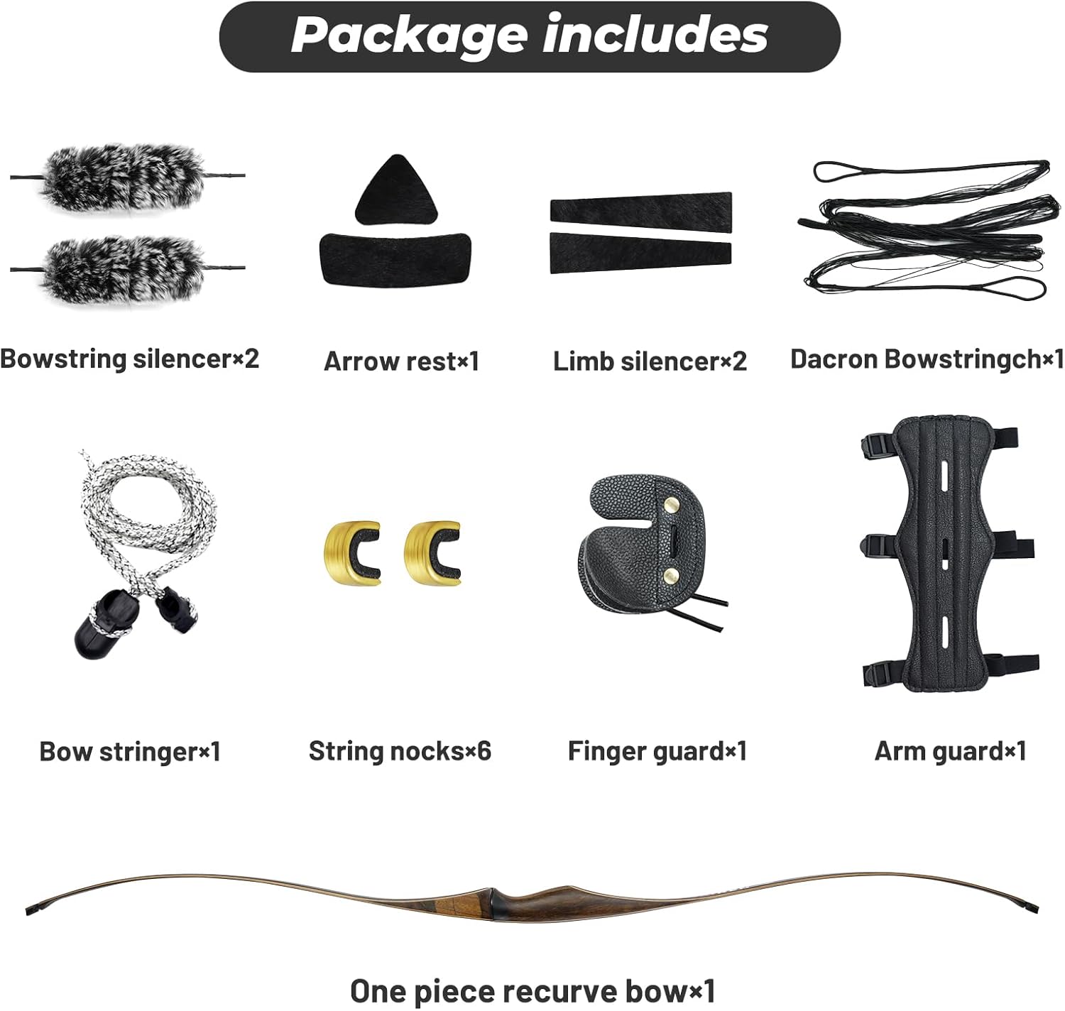 OBTOUTDOOR 52" Triangle Traditional Longbow for Adults 20-35lbs Right Hand Hunting Bow with Archery Accessories Target Shooting Bow