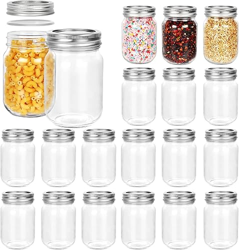 Tarro de vidrio de 12 onzas, paquete de 20 tarros de conservas de 12.2 fl oz con tapas de boca regular, tarros de vidrio para almacenamiento de Tarro de vidrio de 12 onzas, paquete de 20 tarros de conservas de 12.2 fl oz con tapas de boca regular, tarros de vidrio para almacenamiento de