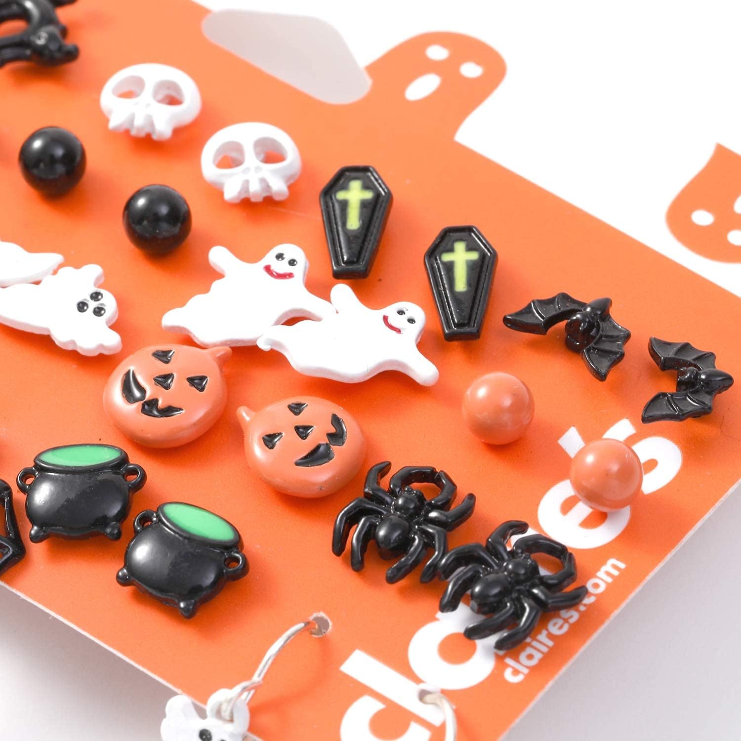 20 Piars Halloween Party Pumpkin Bat Spider Raven Skull Stud Earrings Set for Women Simple Cute Halloween Jewelry (Hallowmas Earrings) - Image 4