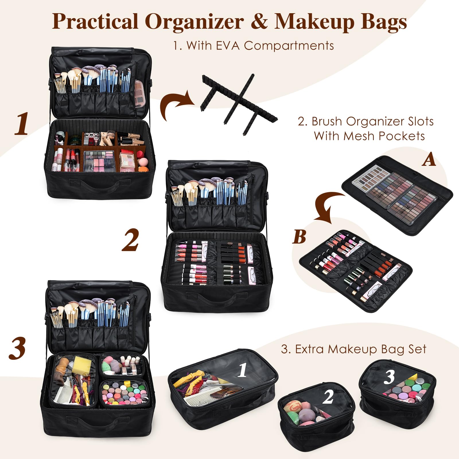 Extra Large Professional Makeup Case and Cosmetic Organizer
