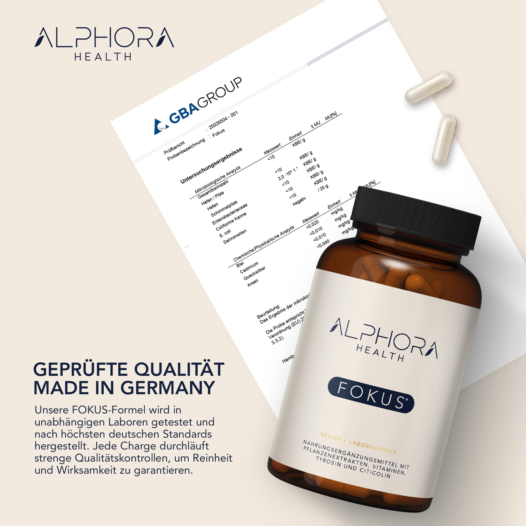Fokus-Booster 90 Kapseln – L-Theanin, L-Tyrosin, Ginseng, Guarana & B-Vitamine – Konzentration, Energie & Fokus - 100% pflanzlich - hochdosiert - made in Germany