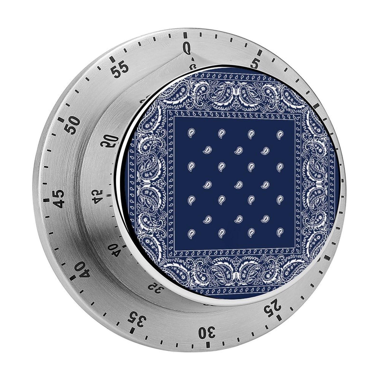 Paisley Navy Blue Pattern Circular Rotating Timer, Suitable for Kitchen and Bedroom