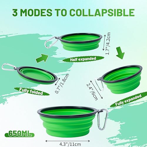 Vista 76 de SLSON - Tazón plegable portátil para perros, gatos y mascotas con 2 mosquetones para paseos, estacionamiento y viajes, para agua y comida