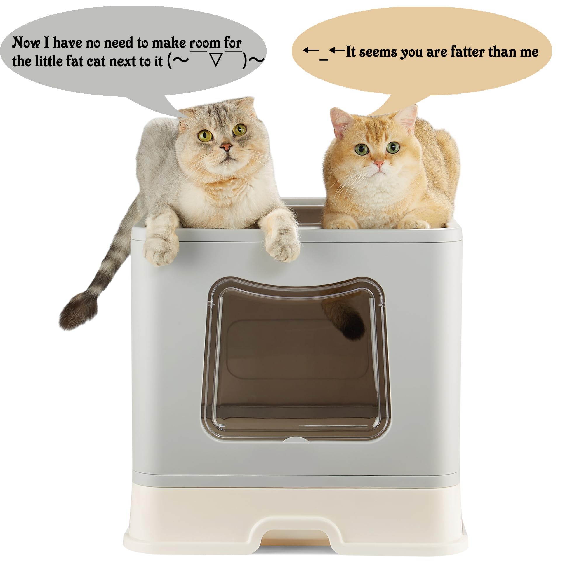 Gefryco Jumbo Cat Litter Box with Sifting Lid for Big Cats, XL Covered Enclosed Cat Litter Box with Scoop, Oversized Top Entry Cat Litter Box with High Sides for Multi Cats (Gray)