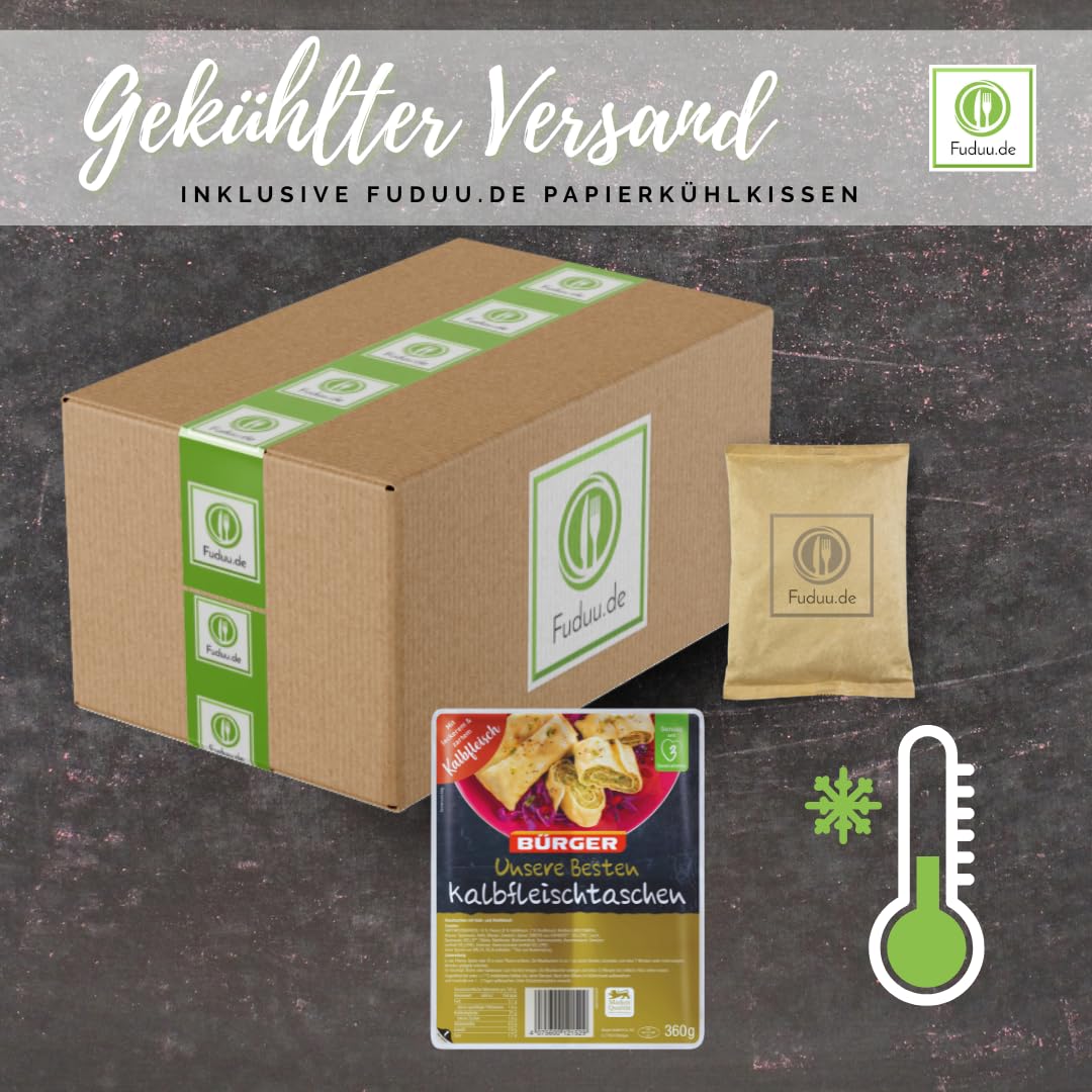 BÜRGER - „Unsere Besten Kalbfleischtaschen “ vorgegart, kochfest, mit zartem Kalbfleisch 6 x 360 g - vorgegart, gekühlt, ideal zum Kochen, Braten & Überbacken