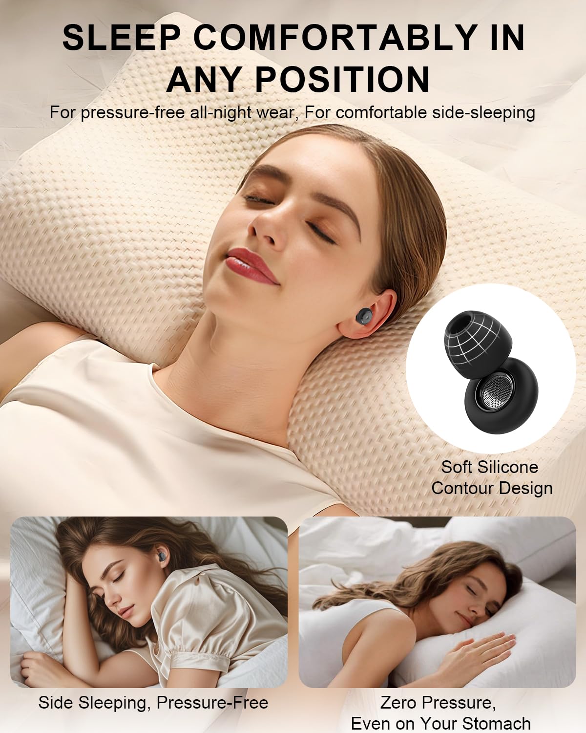 Tapones para los oídos con cancelación de ruido para dormir, tapones para los oídos ajustables para protección auditiva con 8 tapones de silicona suave reutilizables de 35 dB para el trabajo
